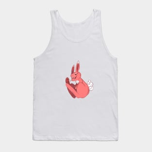 Red Rabbit Curled Up and Smiling Tank Top